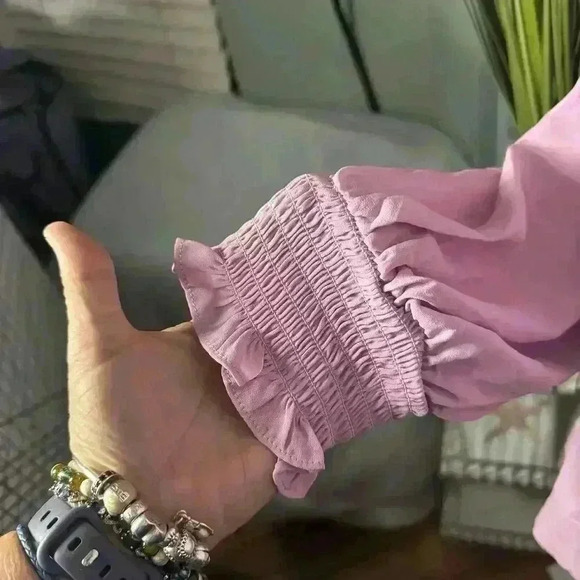 NEW Torrid Women’s 1X Blouse Georgette Smocked Blouson Long Sleeve Tunic Top NWT - Picture 5 of 12